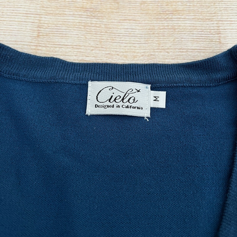 Cielo Blue Cardigan Sweater Women's Long Sleeve Button Up V neck Size M - Picture 8 of 10